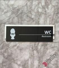 Gümüş Çerçeveli Parlak Siyah WC Levhası