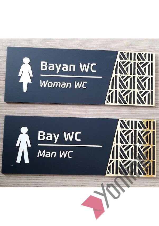 Altın Kabartmalı Antrasit WC Levhası