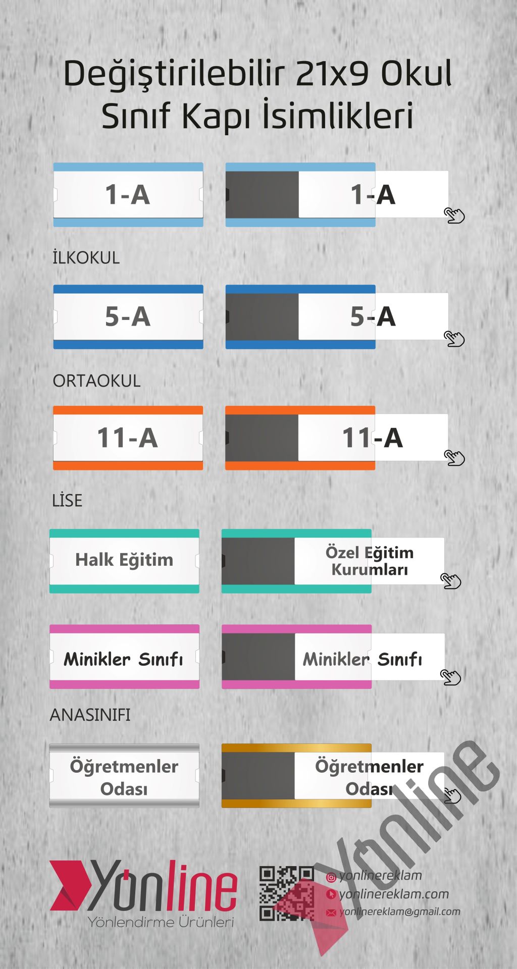 Okullara Özel Kampanya Değiştirilebilir Okul Sınıf Kapı İsimliği