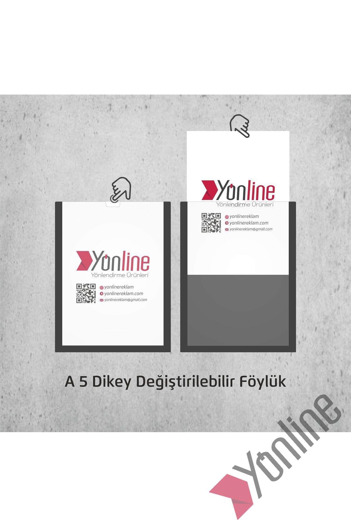 A5 Dikey Kolay Değiştirilebilir Kapı ve Duvar Tipi Föylük Pano