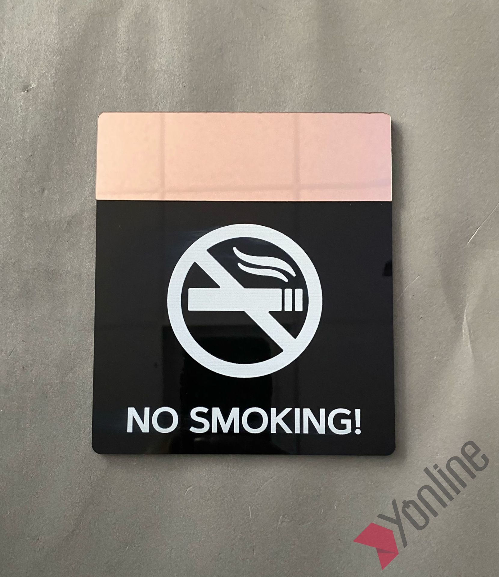 Pembe Altın Aynalı Sigara İçilmez Uyarı Levhası