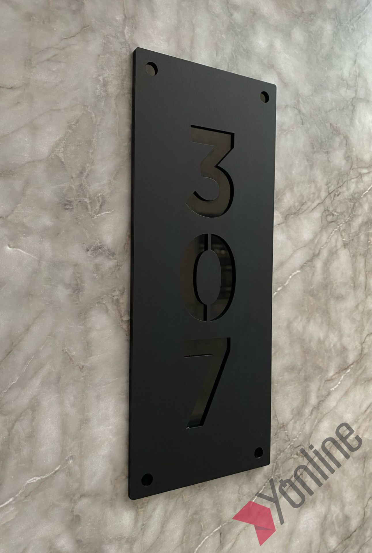 Mat Siyah Çift Katlı Dikey Otel Kapı Numarası