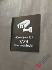 Parlak Siyah Güvenlik Kamerası Uyarı Levhası