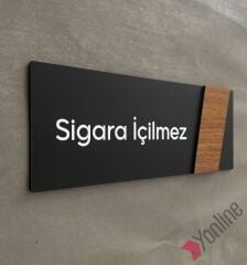 Ahşap Kenarlı Sigara İçilmez Kapı İsimliği