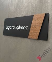 Ahşap Kenarlı Sigara İçilmez Kapı İsimliği