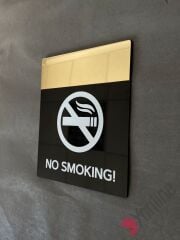 Altın Aynalı No Smoking Uyarı Levhası