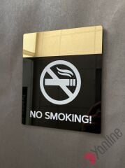 Altın Aynalı No Smoking Uyarı Levhası