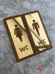 Altın Aynalı Ahşap WC Levhası