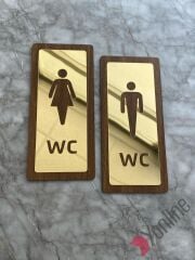 Altın Aynalı Ahşap WC Levhası