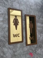 Altın Aynalı Ahşap WC Levhası