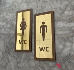Altın Aynalı Ahşap WC Levhası