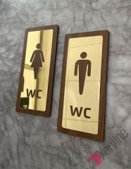 Altın Aynalı Ahşap WC Levhası