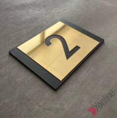 Altın Aynalı Minimal Kapı Numarası