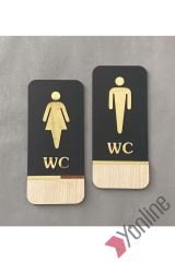 Meşe Serisi Mat Siyah Altın Kabartmalı WC Levhası