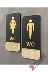 Meşe Serisi Mat Siyah Altın Kabartmalı WC Levhası