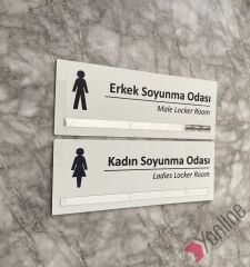 Gümüş Detaylı Erkek & Kadın Soyunma Odası Kapı İsimliği