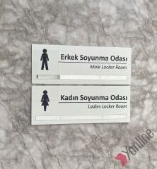 Gümüş Detaylı Erkek & Kadın Soyunma Odası Kapı İsimliği
