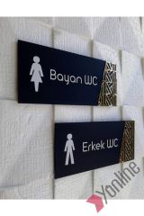 Altın Detaylı Siyah WC Levhası