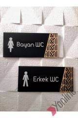 Altın Detaylı Siyah WC Levhası