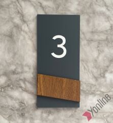 Ahşap Kenarlı Dikey Kapı Numarası
