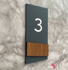 Ahşap Kenarlı Dikey Kapı Numarası