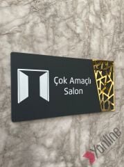 Altın Kenarlı Antrasit Kapı İsimliği