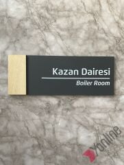 Ahşap Kenarlı Mat Antrasit Kapı İsimliği