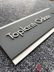 Çift Katlı Antrasit Toplantı Odası Kapı İsimliği