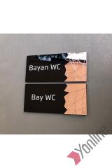 Pembe Altın Aynalı Siyah WC Levhası