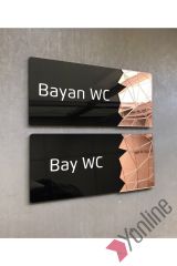 Pembe Altın Aynalı Siyah WC Levhası