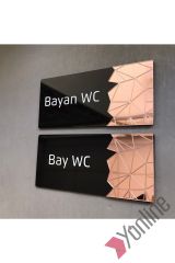 Pembe Altın Aynalı Siyah WC Levhası
