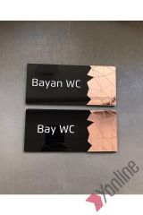 Pembe Altın Aynalı Siyah WC Levhası