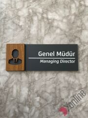 Ahşap Kenarlı İkonlu Antrasit Kapı İsimliği