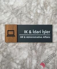 Ahşap Kenarlı İkonlu Antrasit Kapı İsimliği