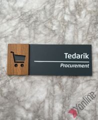 Ahşap Kenarlı İkonlu Antrasit Kapı İsimliği