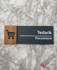 Ahşap Kenarlı İkonlu Antrasit Kapı İsimliği