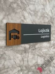 Ahşap Kenarlı İkonlu Antrasit Kapı İsimliği