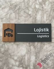 Ahşap Kenarlı İkonlu Antrasit Kapı İsimliği