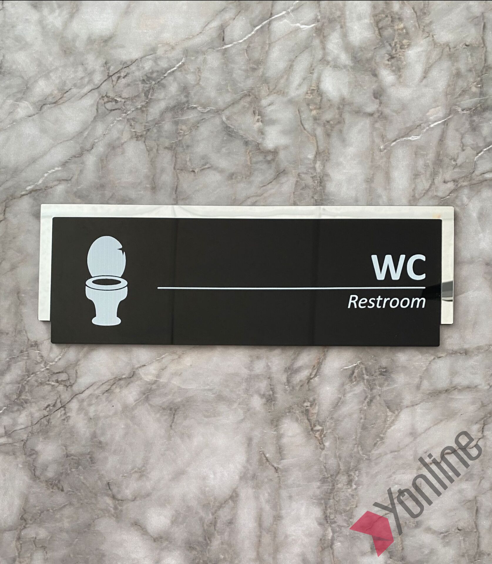 Gümüş Çerçeveli Parlak Siyah WC Levhası