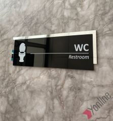 Gümüş Çerçeveli Parlak Siyah WC Levhası
