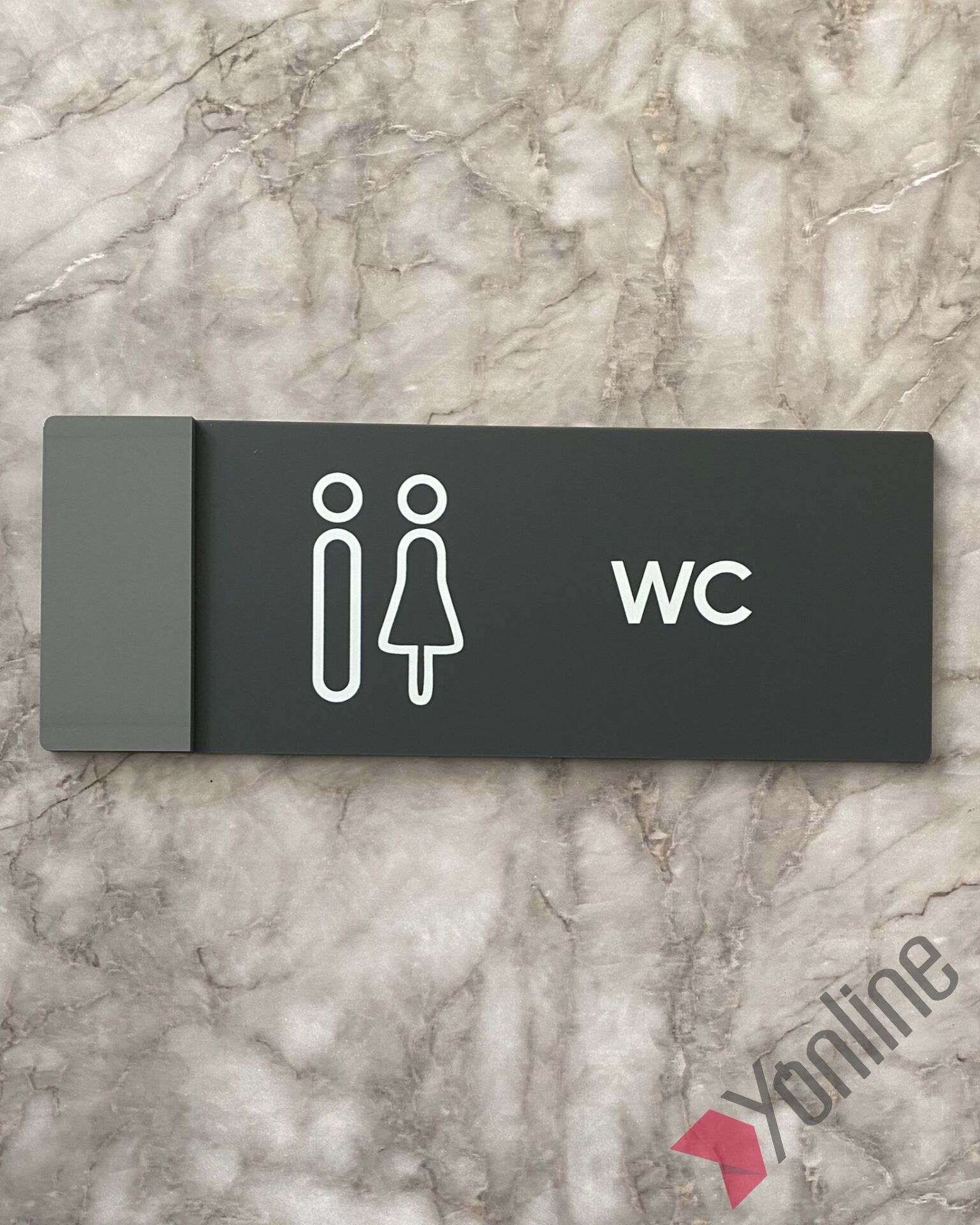 Antrasit Kenarlı Mat Bay & Bayan WC Levhası