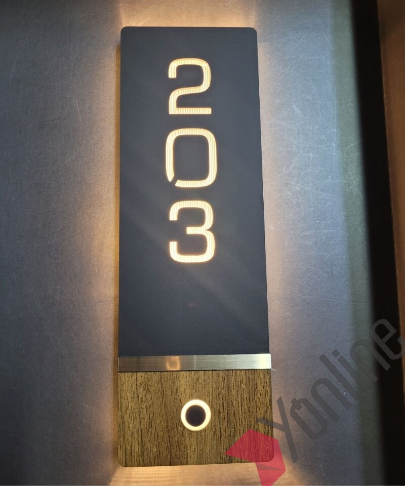 Diamond Wooden Zil Butonu Işıklı Otel Kapı Numarası