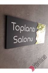 Altın Detaylı Toplantı Salonu Kapı İsimliği
