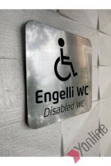 Metalik Gümüş Engelli WC Levhası