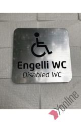 Metalik Gümüş Engelli WC Levhası
