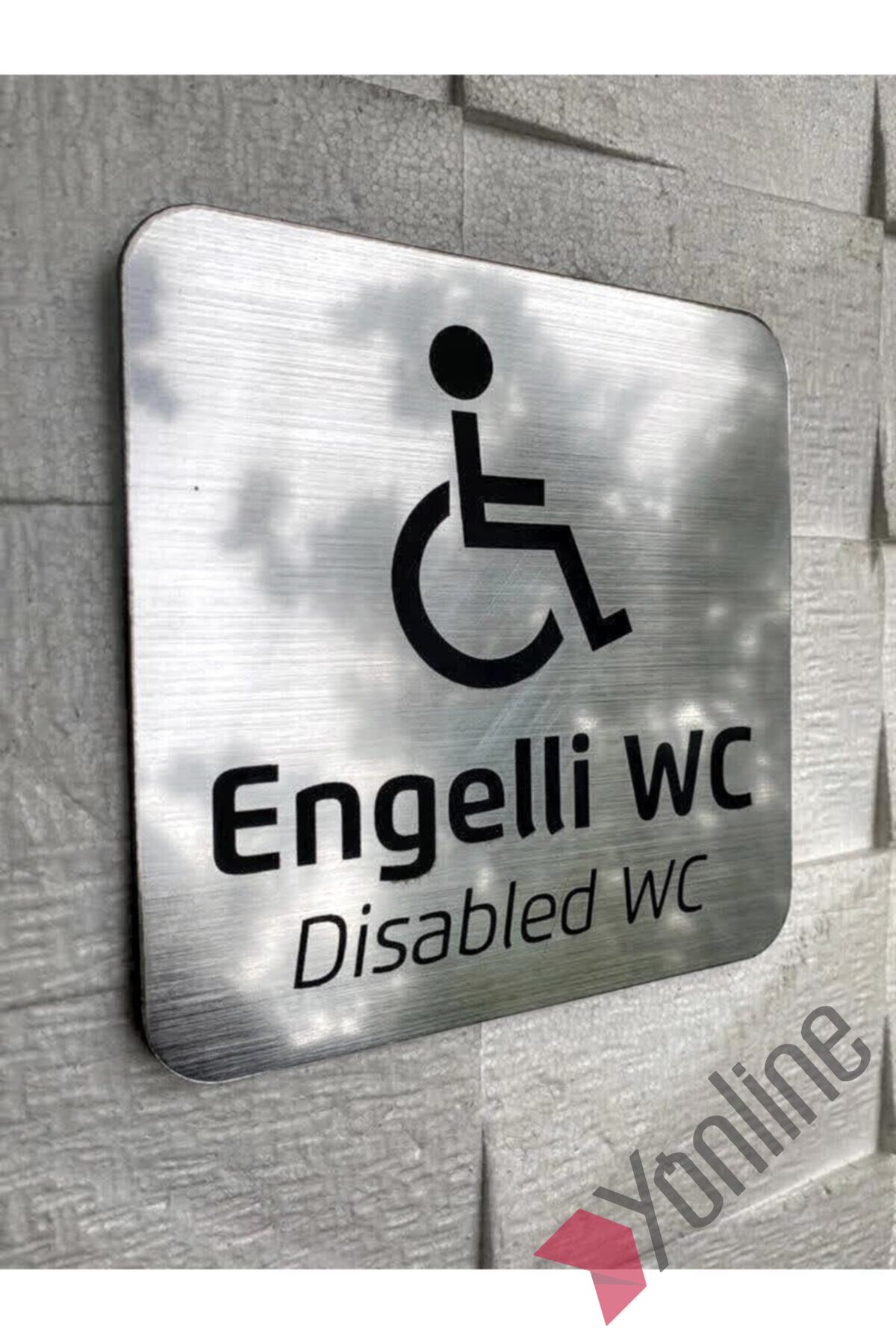 Metalik Gümüş Engelli WC Levhası