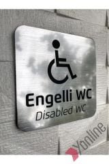 Metalik Gümüş Engelli WC Levhası