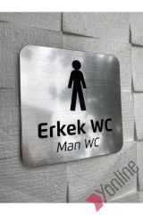 Metalik Gümüş Erkek WC Levhası