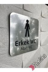 Metalik Gümüş Erkek WC Levhası