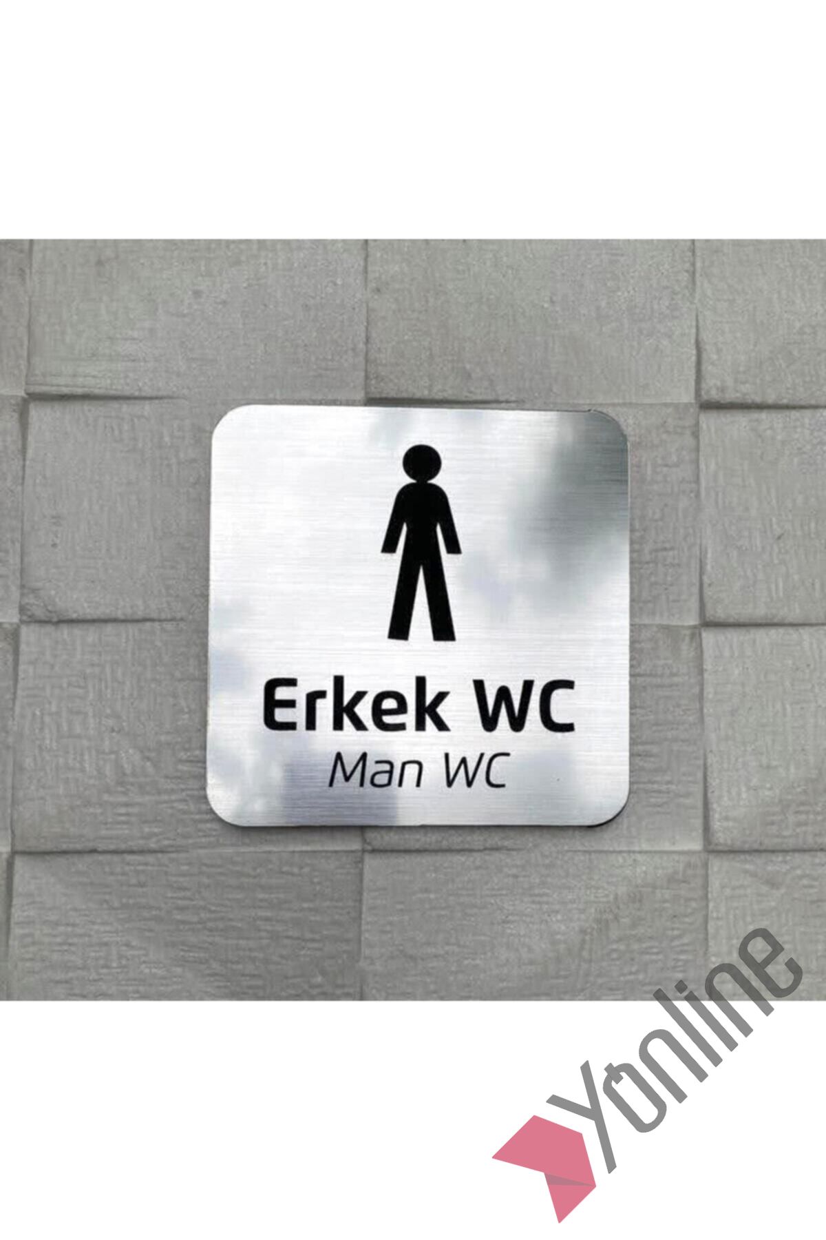 Metalik Gümüş Erkek WC Levhası